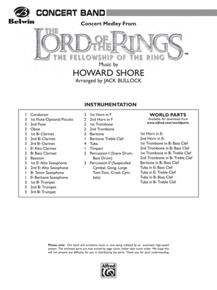 Book cover for The Lord of the Rings: The Fellowship of the Ring, Concert Medley from: Score
