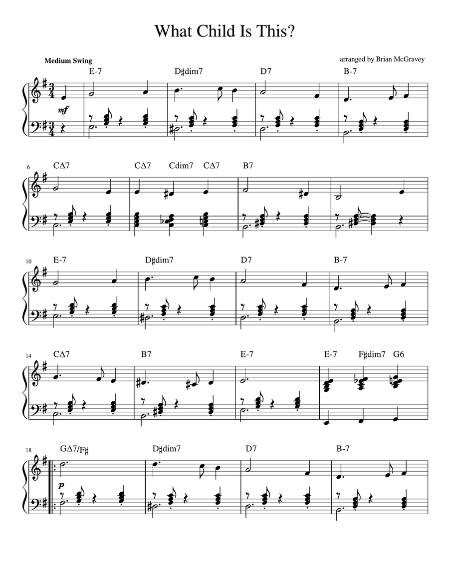 What Child is This (Jazz Piano) Piano Solo scores gallery preview page 1