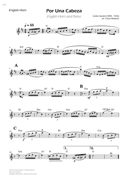 Por Una Cabeza - English Horn Solo - W/Chords image number null