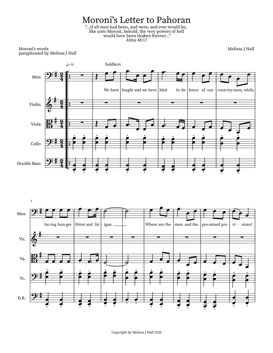Moroni's Letter to Pahoran Choir scores gallery preview page 1