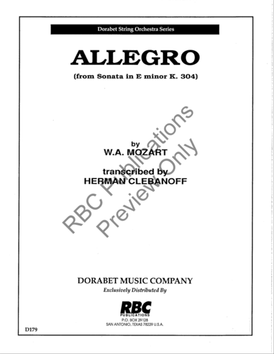 Allegro From Sonata In E Minor K305 String Orchestra scores gallery preview page 2