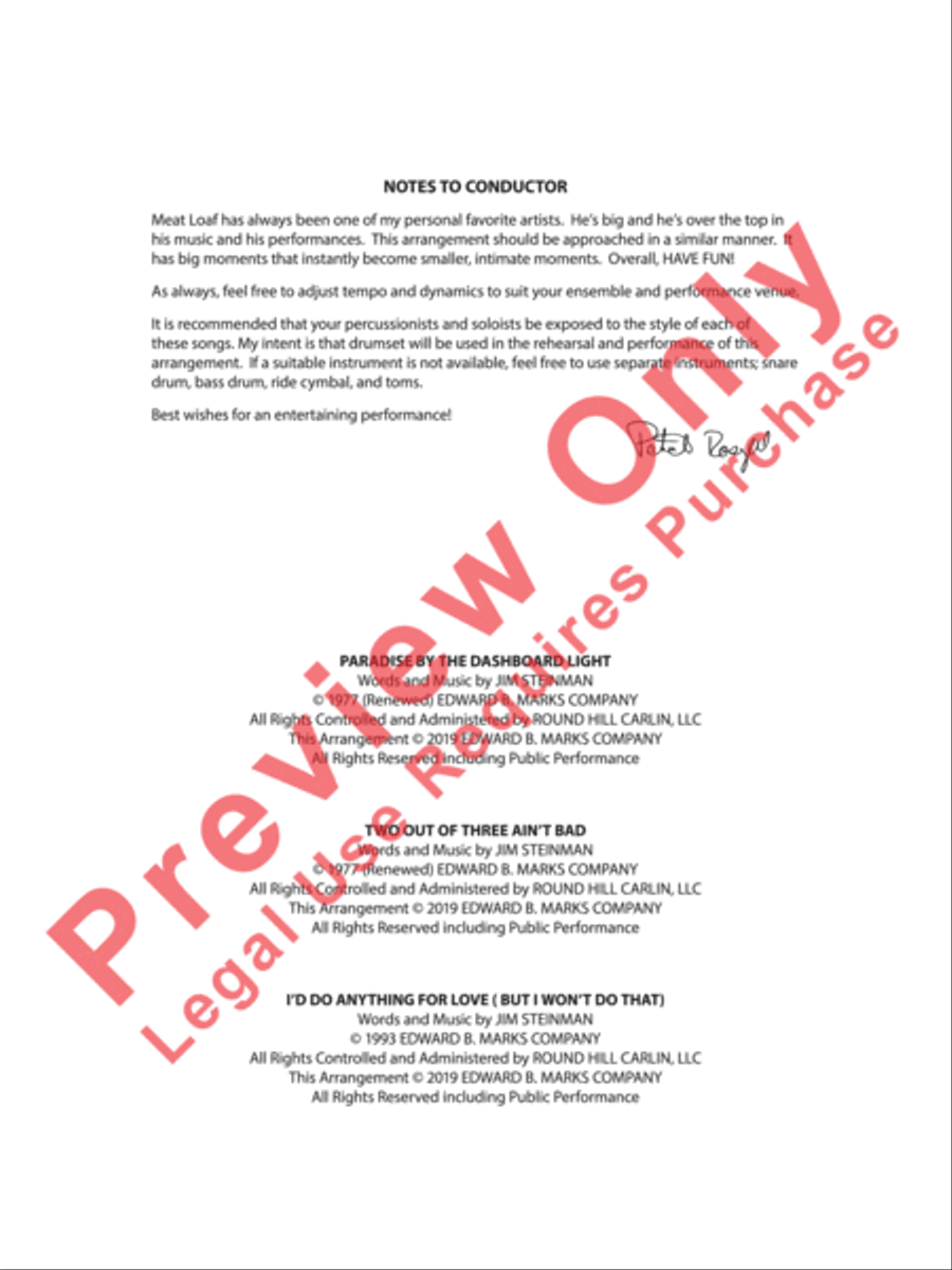 Meat Loaf---The Hits Concert Band scores gallery preview page 3