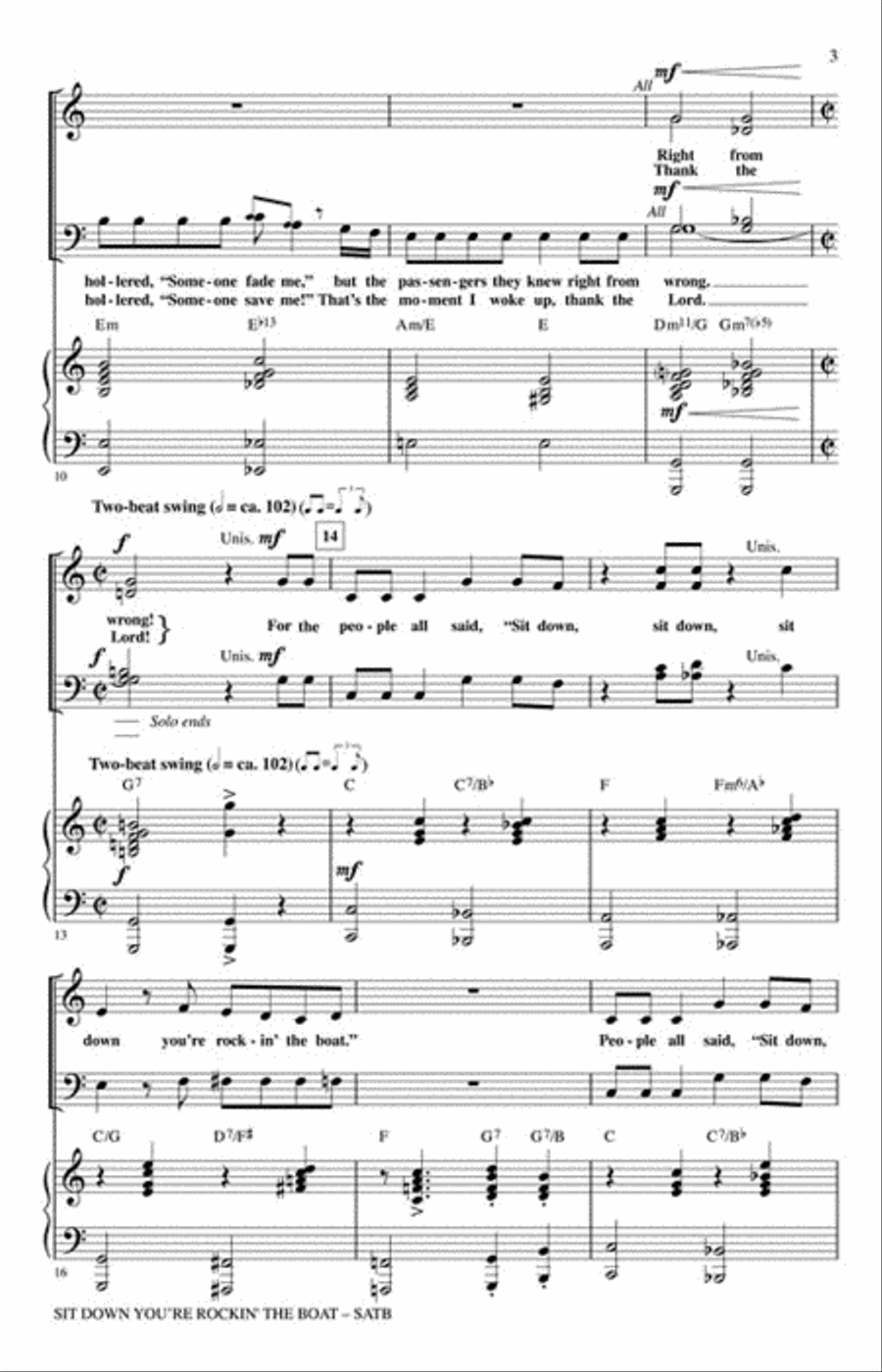 Sit Down You're Rockin' the Boat 4-Part scores gallery preview page 3