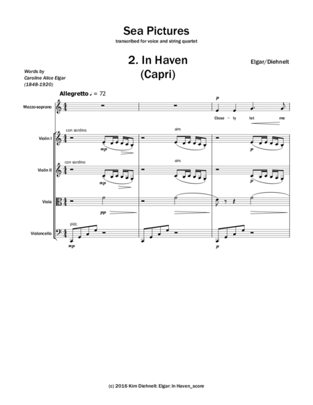 Elgar: In Haven (Capri) from Sea Pictures (Arr. Voice and String Quartet)