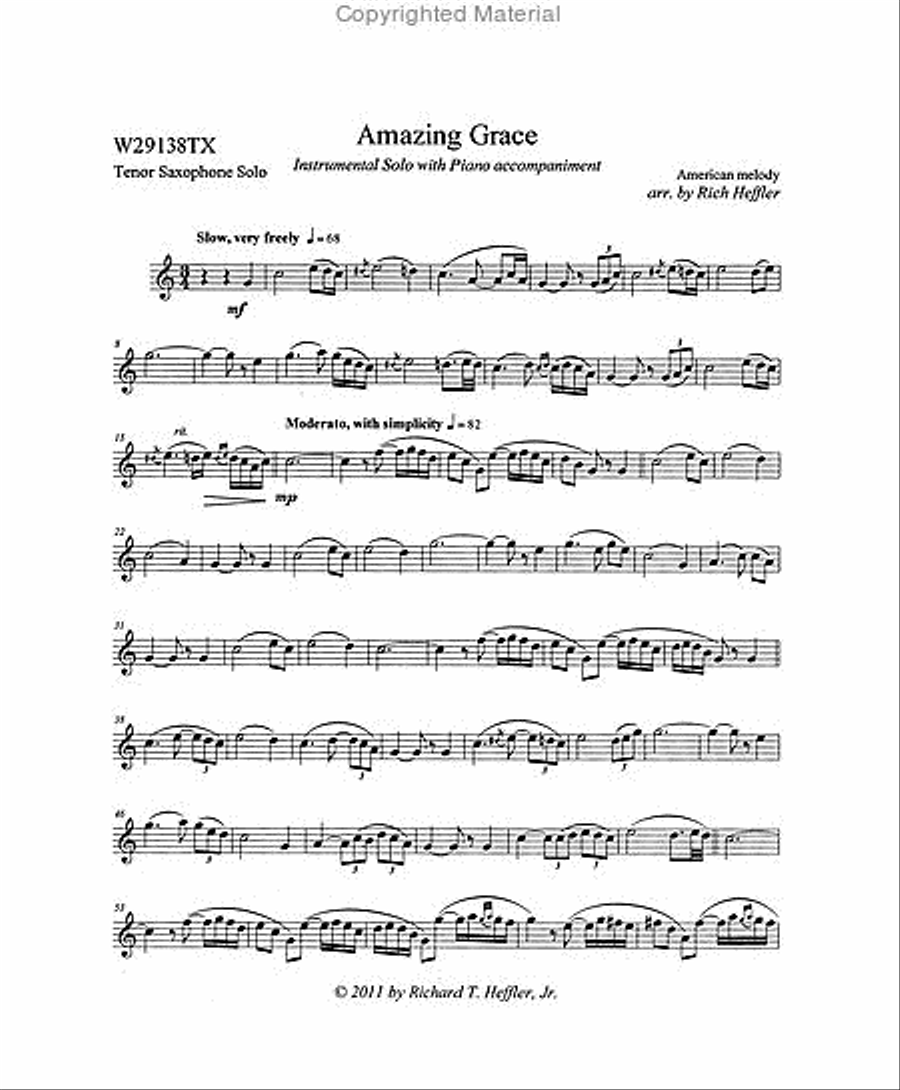 Amazing Grace Tenor Saxophone scores gallery preview page 2