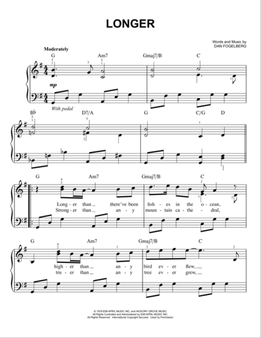 Longer Longer Easy Piano scores gallery preview page 1
