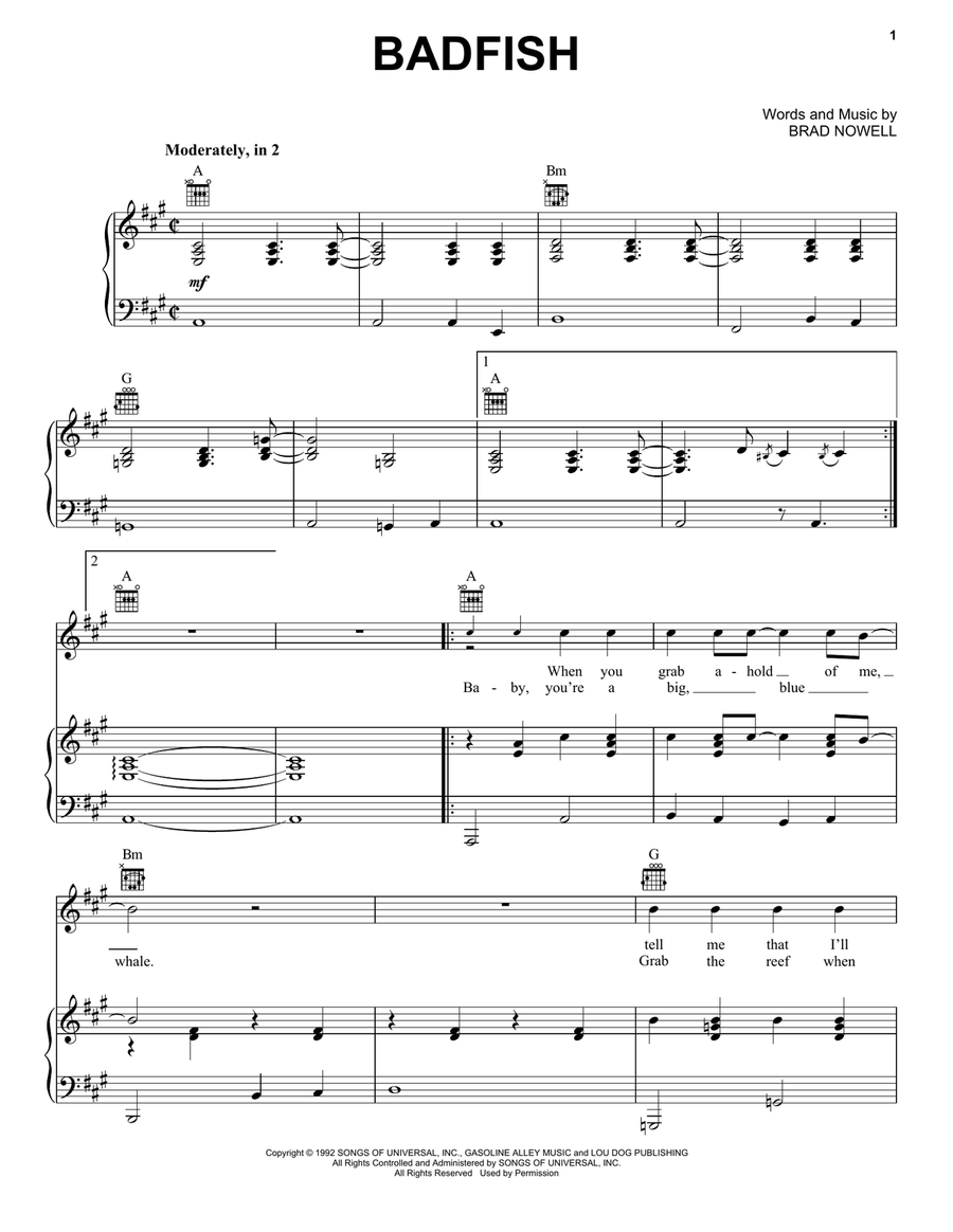 Badfish Piano, Vocal, Guitar scores gallery preview page 1