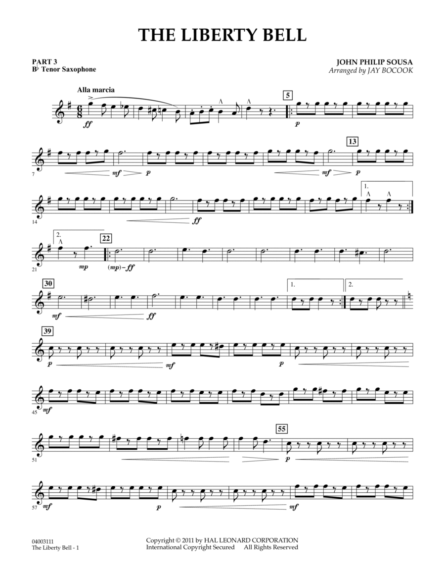 The Liberty Bell - Pt.3 - Bb Tenor Saxophone Concert Band scores gallery preview page 1