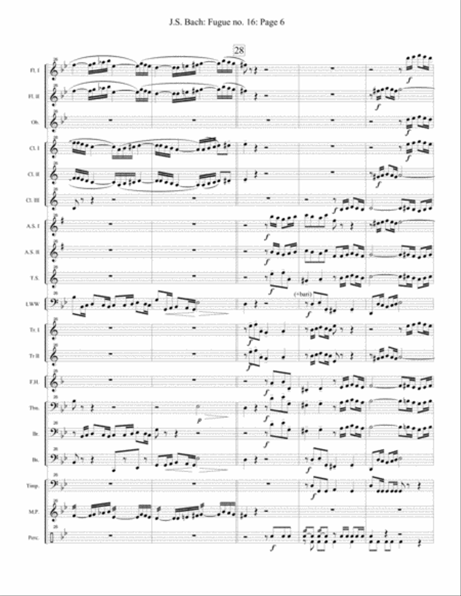 Fugue no. 16, Well-Tempered Clavier Concert Band scores gallery preview page 6