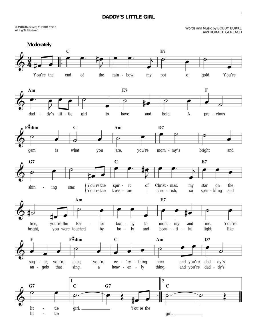 Daddy's Little Girl Daddy's Little Girl Piano scores gallery preview page 1