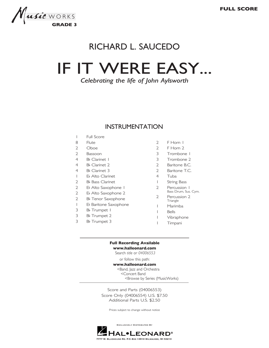 If It Were Easy... - Conductor Score (Full Score)