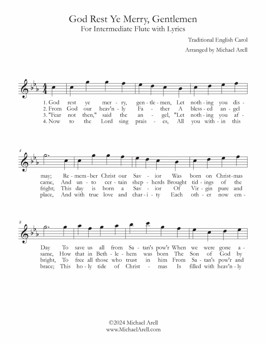Gentlemen for Flute, God Rest Ye Merry Piccolo scores gallery preview page 1