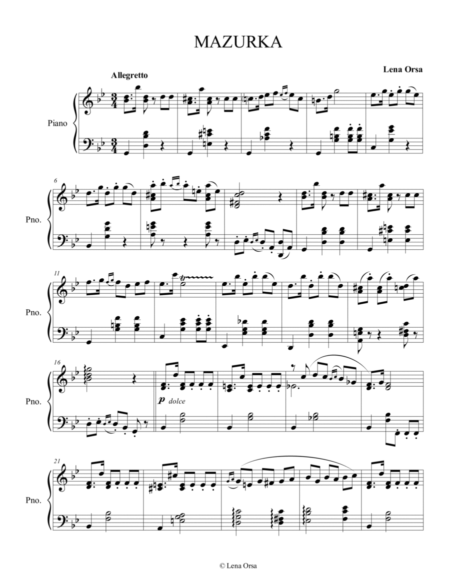 Mazurka | Piano Music Mazurka | Piano Music Piano Method scores gallery preview page 1