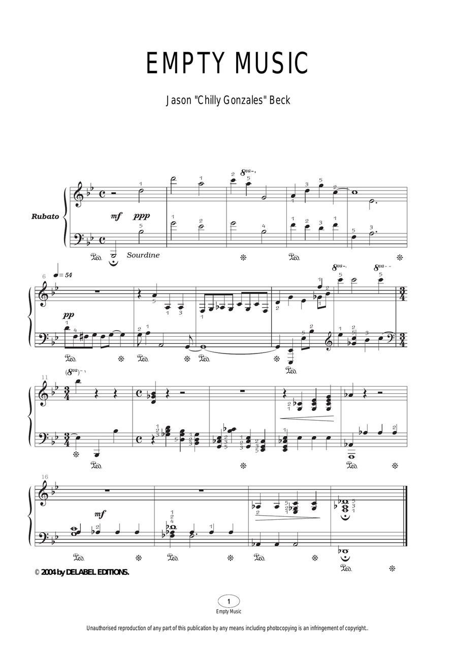 Empty Music Empty Music Piano Solo scores gallery preview page 1