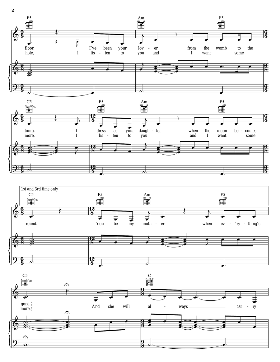 Hymn To Her Hymn To Her Piano, Vocal, Guitar scores gallery preview page 2