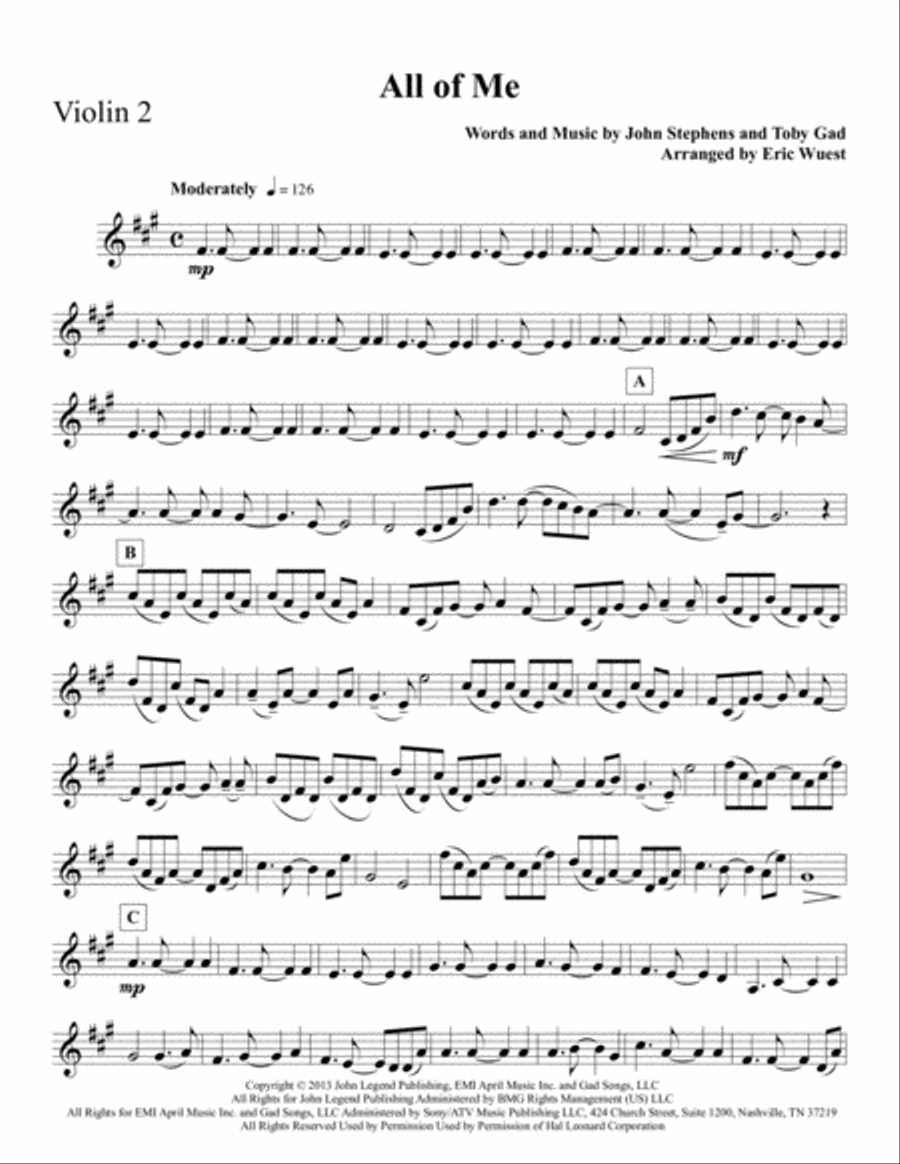 All Of Me All Of Me String Quartet scores gallery preview page 3