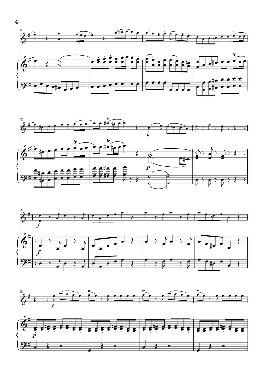 Eine Kleine Nachtmusik (for violin and piano/keyboard) Eine Kleine Nachtmusik (for violin and piano/keyboard) Violin Solo scores gallery preview page 4