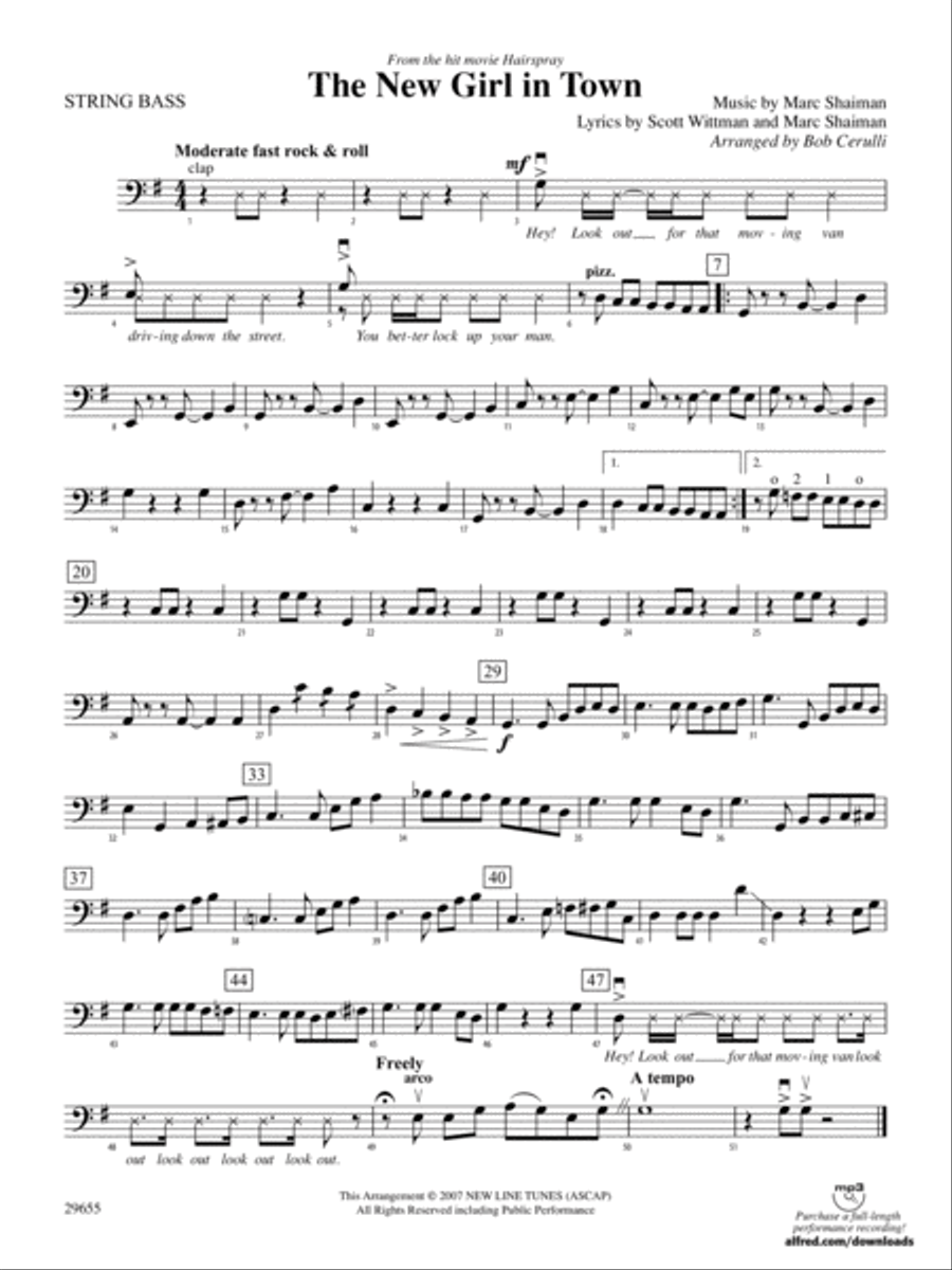 The New Girl in Town (from Hairspray): String Bass String Orchestra scores gallery preview page 1