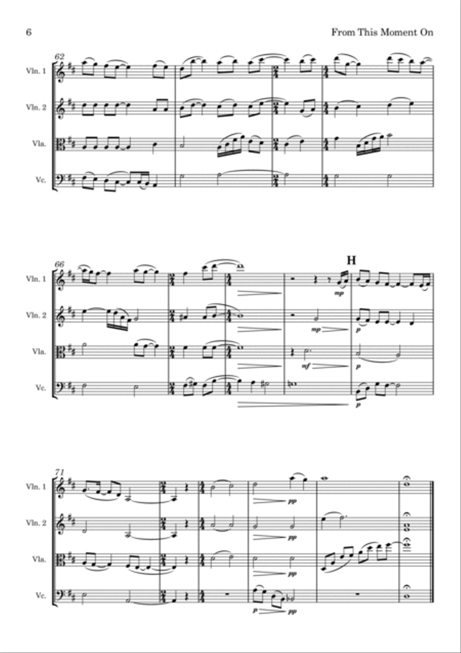 From This Moment On String Quartet scores gallery preview page 6