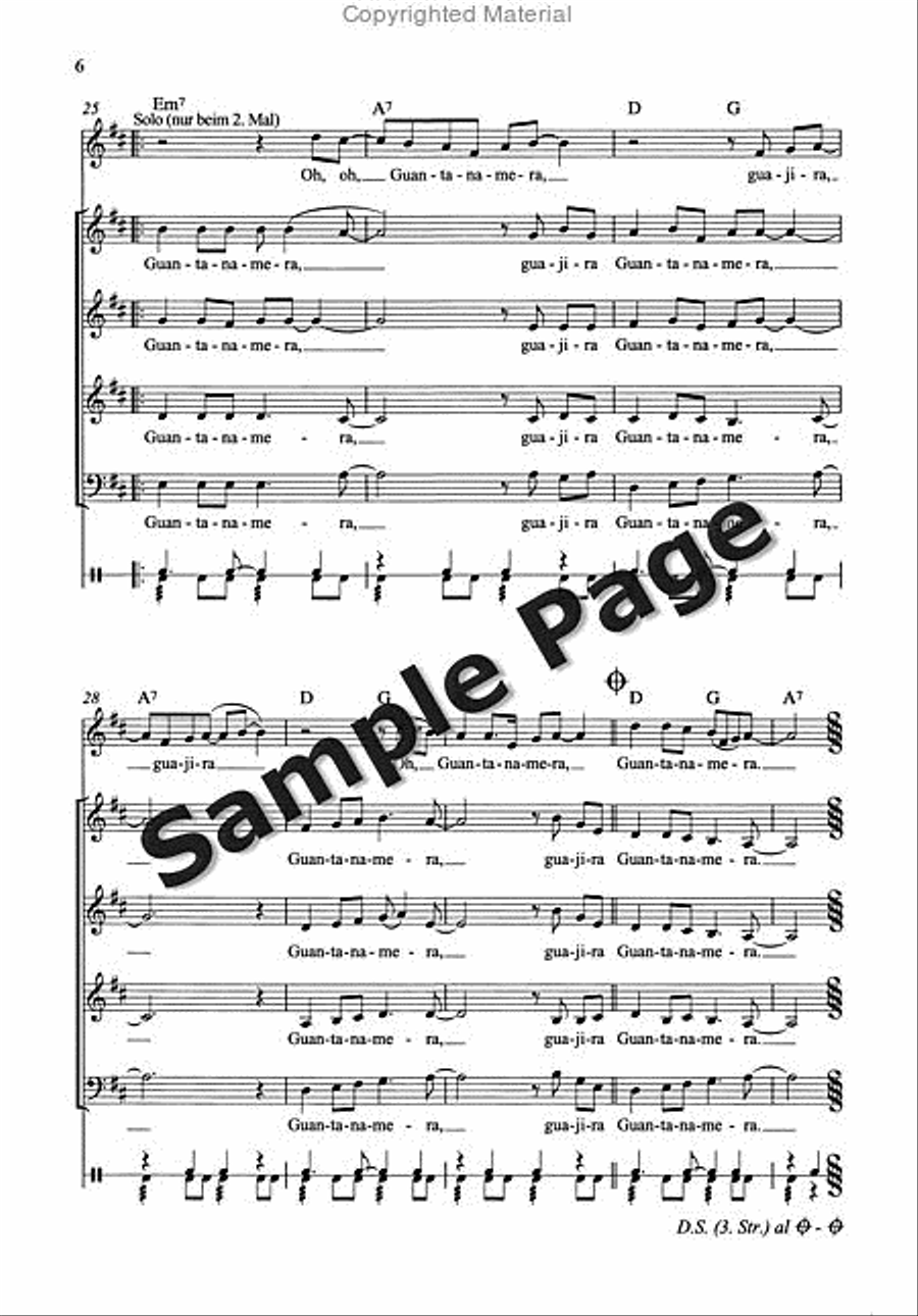 Fernandez Diaz Guantanamera (becker) Mixed Choir scores gallery preview page 7