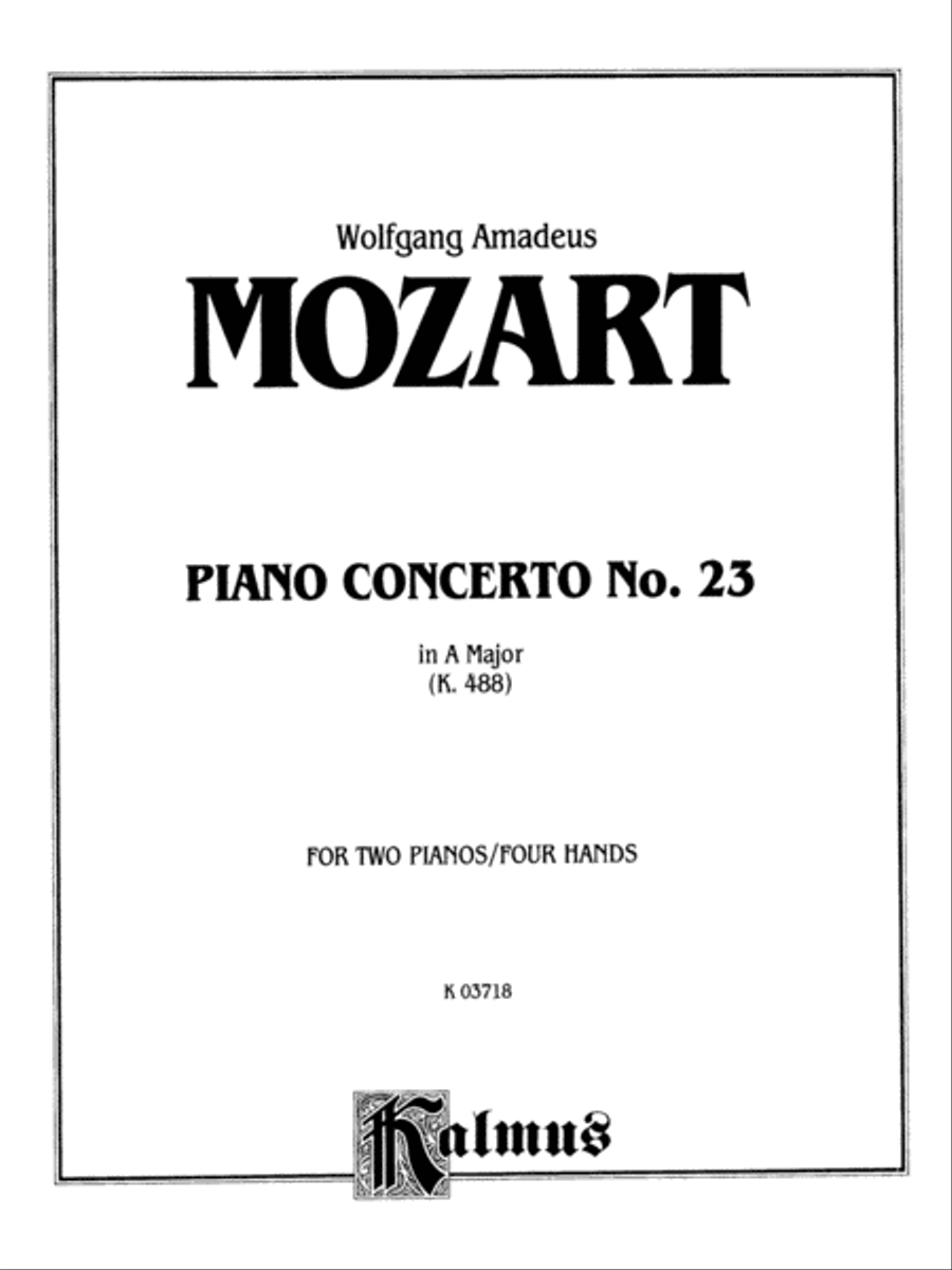 Mozart: Piano Concerto No. 23 in A Major, K. 488 Piano scores gallery preview page 1