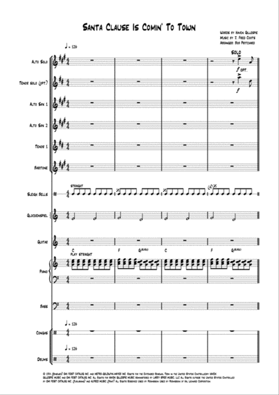 Santa Claus Is Comin' To Town Woodwind Quintet scores gallery preview page 2
