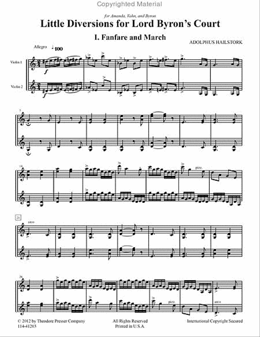 Little Diversions for Lord Byron's Court Chamber Music scores gallery preview page 2