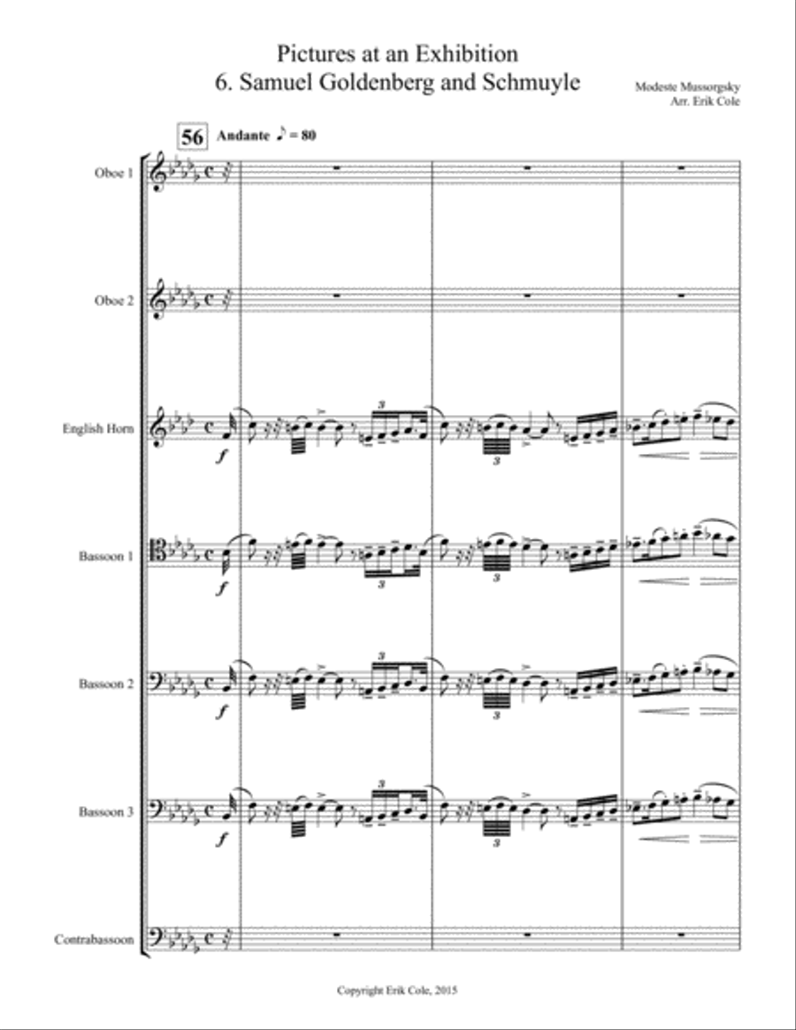 Pictures at an Exhibition 6. Samuel Goldenberg and Schmuyle Woodwind Ensemble scores gallery preview page 1