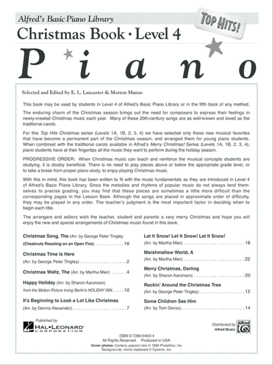 Alfred's Basic Piano Library Top Hits! Christmas, Book 4 Piano Method scores gallery preview page 2