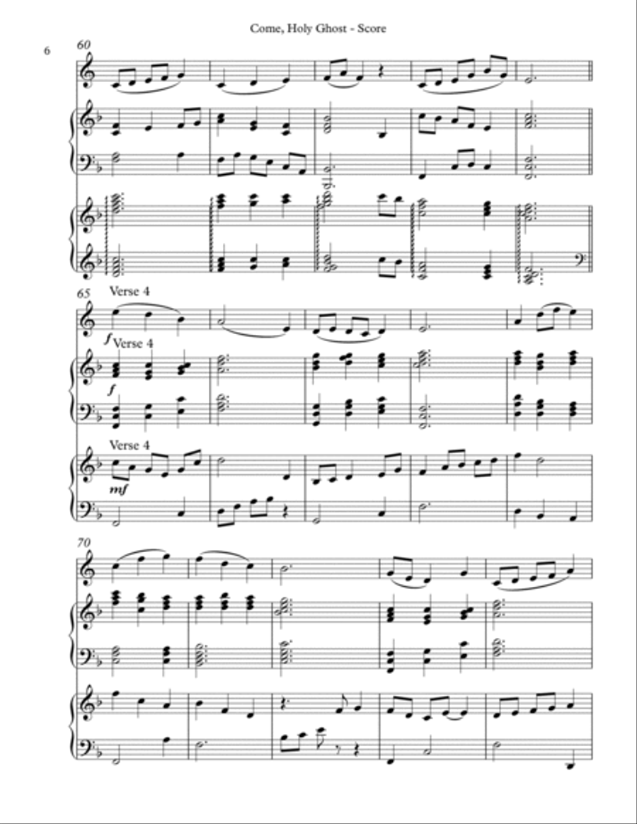 Come, Holy Ghost, Trio for French Horn, Harp, Piano Horn scores gallery preview page 6