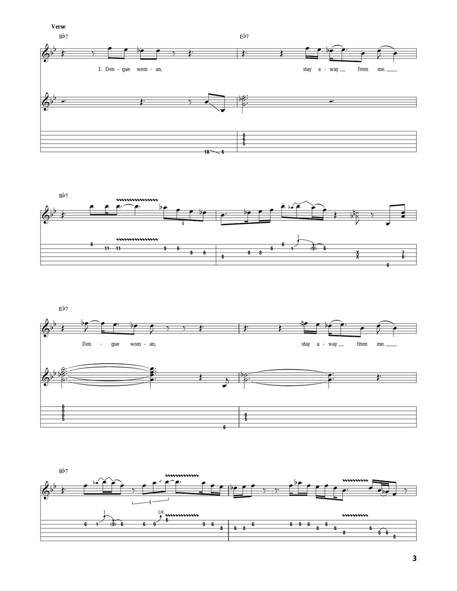 Dengue Woman Blues Acoustic Guitar scores gallery preview page 3