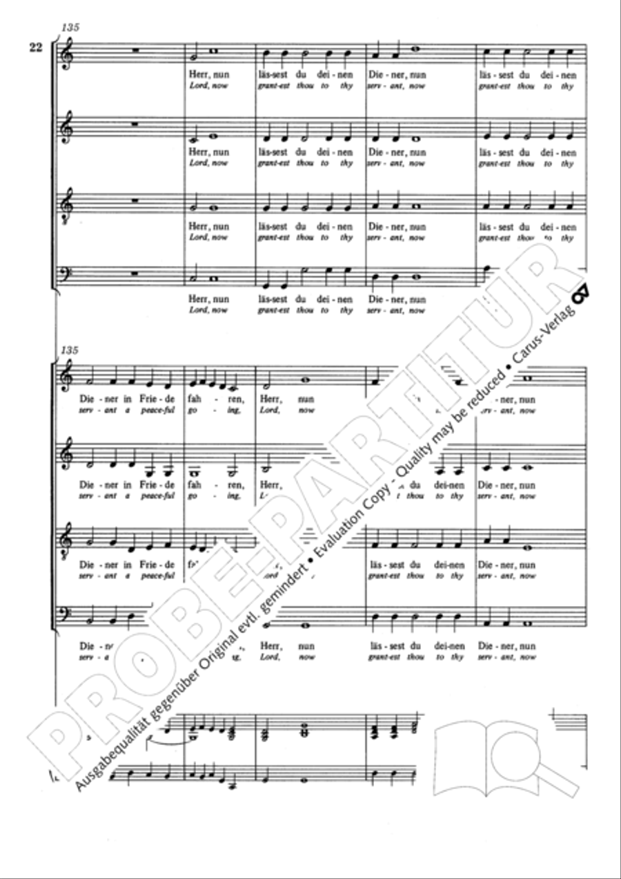 Lord, now lettest thou thy servant depart (Herr, nun lassest du deinen Diener) 4-Part scores gallery preview page 23