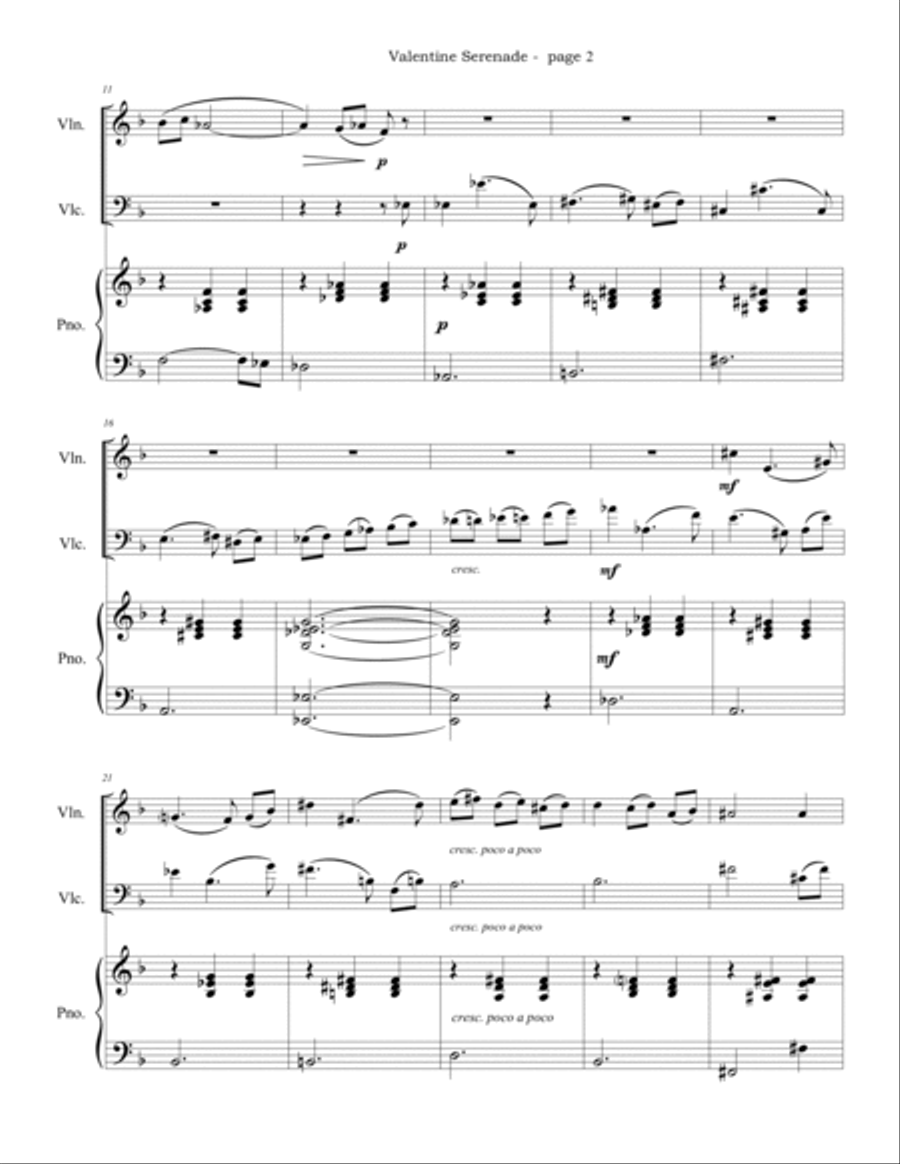 Valentine Serenade (for Violin, Cello and Piano) Piano Trio scores gallery preview page 3