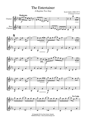 The Entertainer, Ragtime (easy, abridged) for clarinet duet (bass)