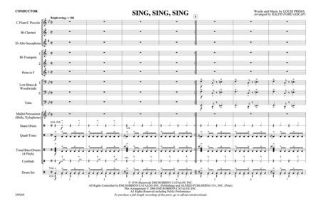 Sing, Sing, Sing by Louis Prima Marching Band - Sheet Music