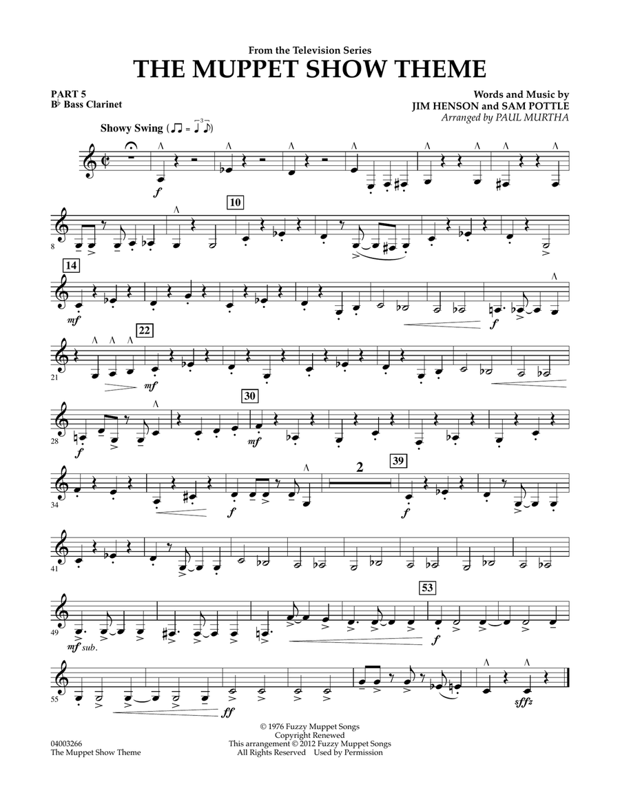The Muppet Show Theme - Pt.5 - Bb Bass Clarinet Concert Band scores gallery preview page 1