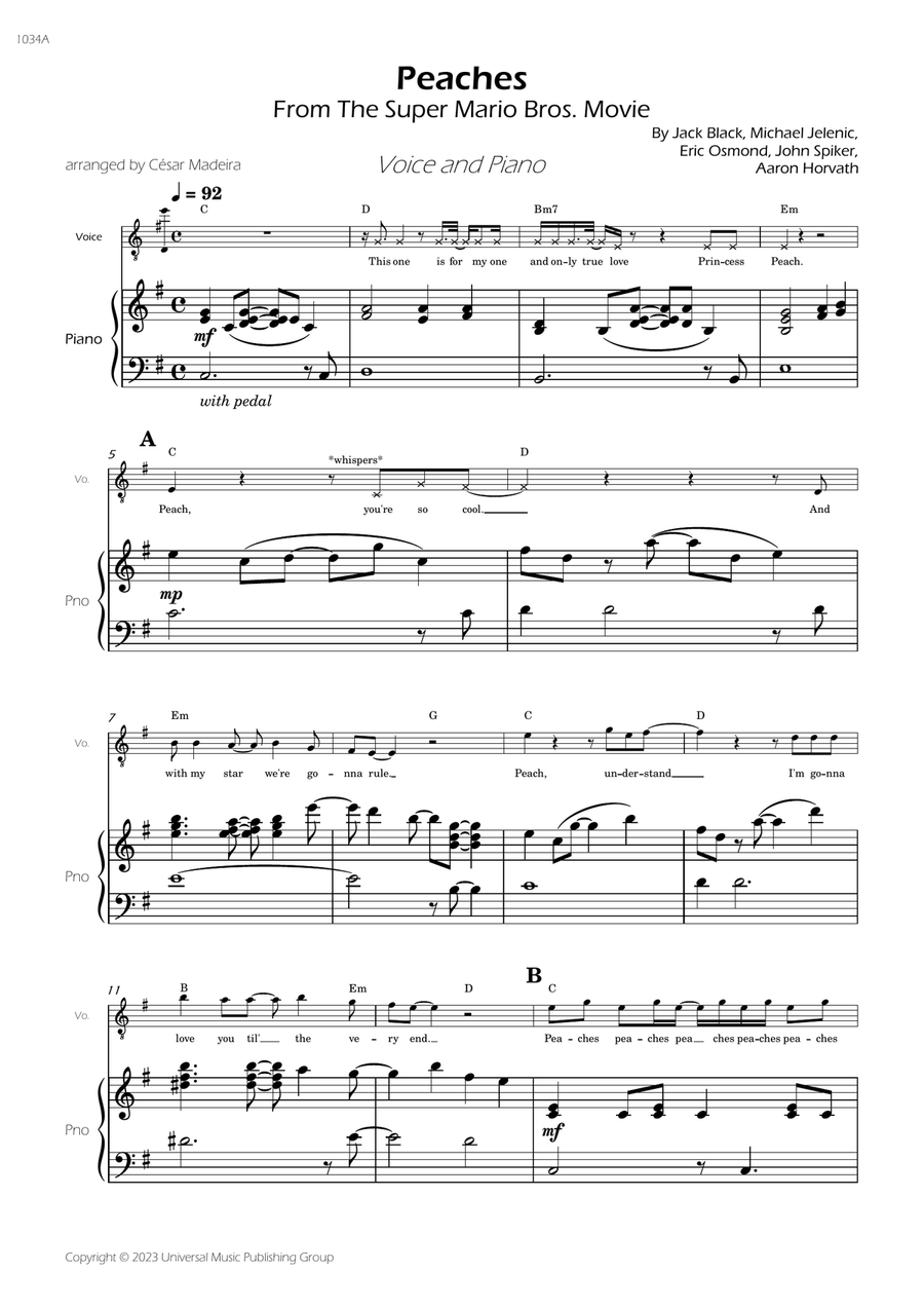 Peaches Peaches Piano, Vocal scores gallery preview page 3