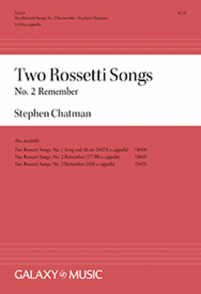 Book cover for Two Rossetti Songs: 2. Remember