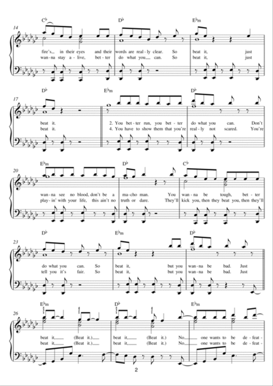 Beat It Easy Piano scores gallery preview page 2