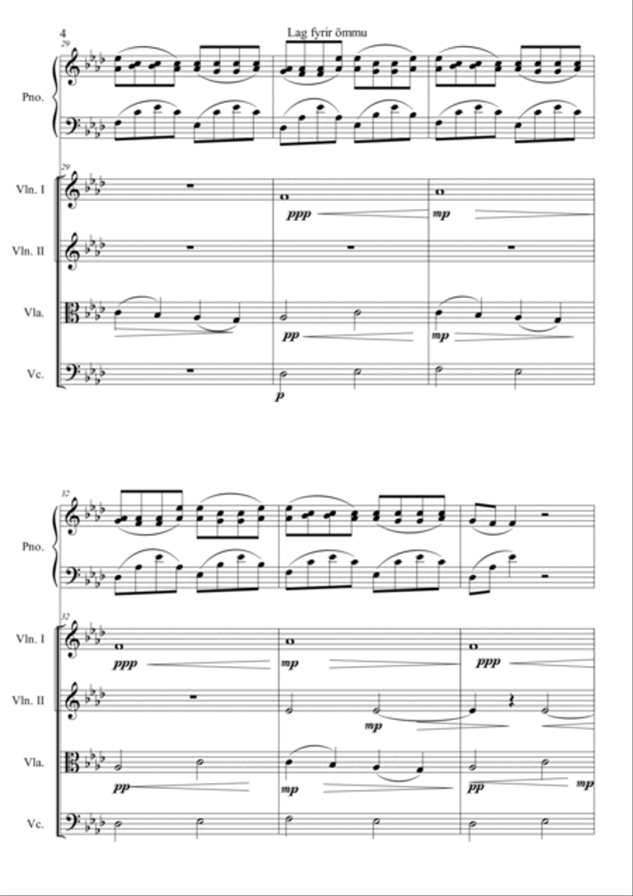 Lag Fyrir Ommu Piano Quartet scores gallery preview page 4