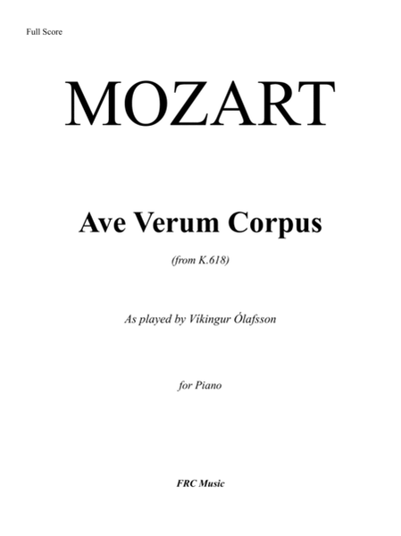 Ave Verum Corpus from K. 618 (as Played by Vikingur Olafsson) for Piano image number null