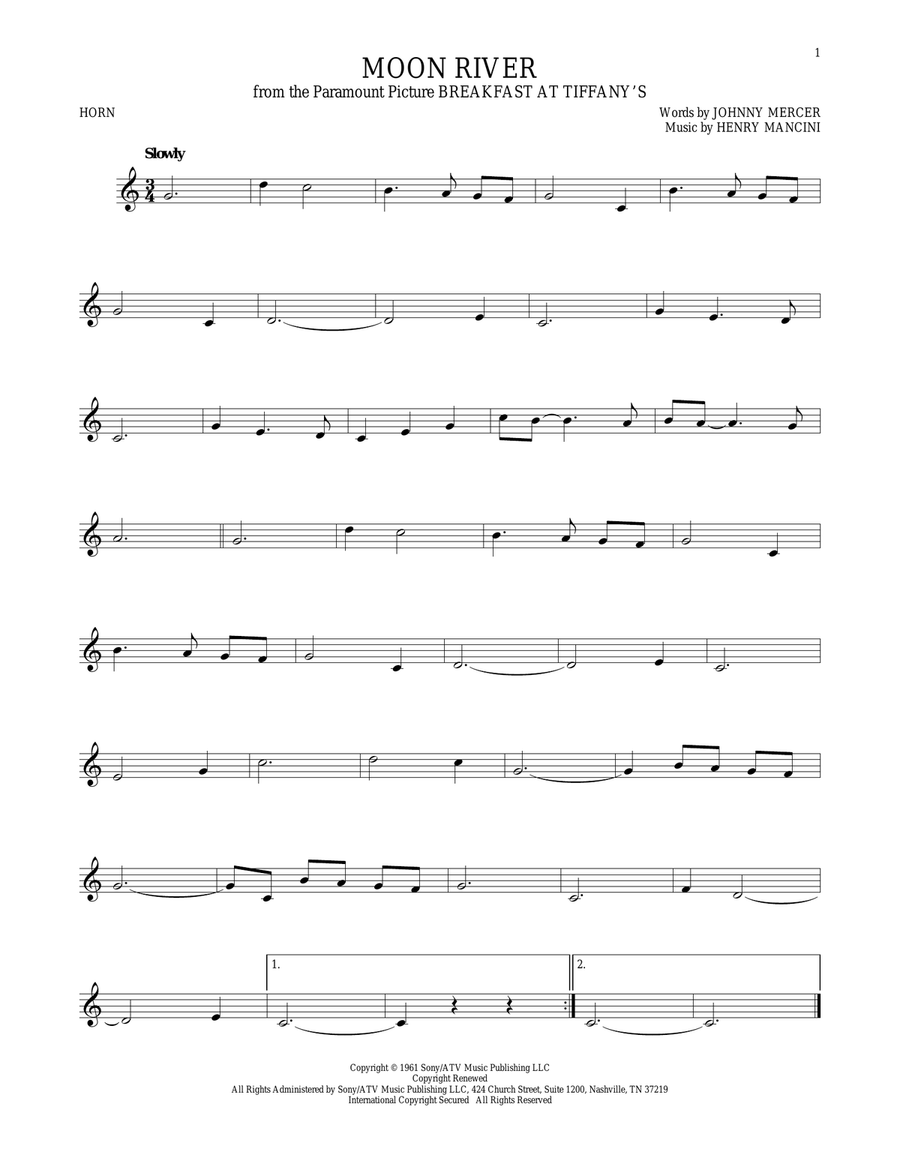 Moon River Moon River Horn Solo scores gallery preview page 1