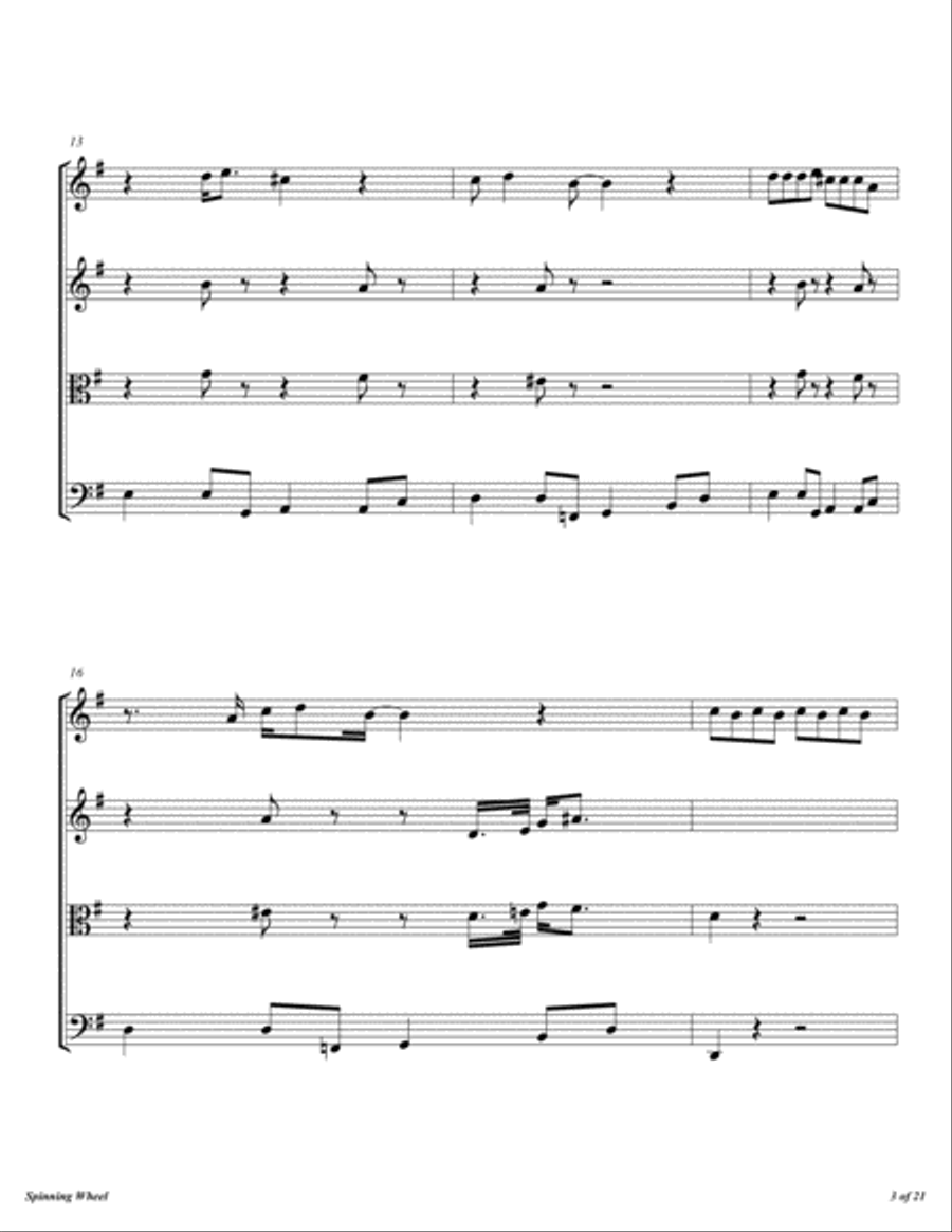 Spinning Wheel Spinning Wheel String Quartet scores gallery preview page 4