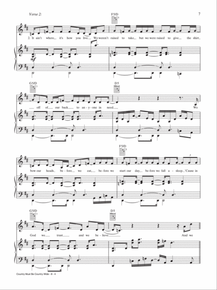 Country Must Be Country Wide Piano, Vocal, Guitar scores gallery preview page 4