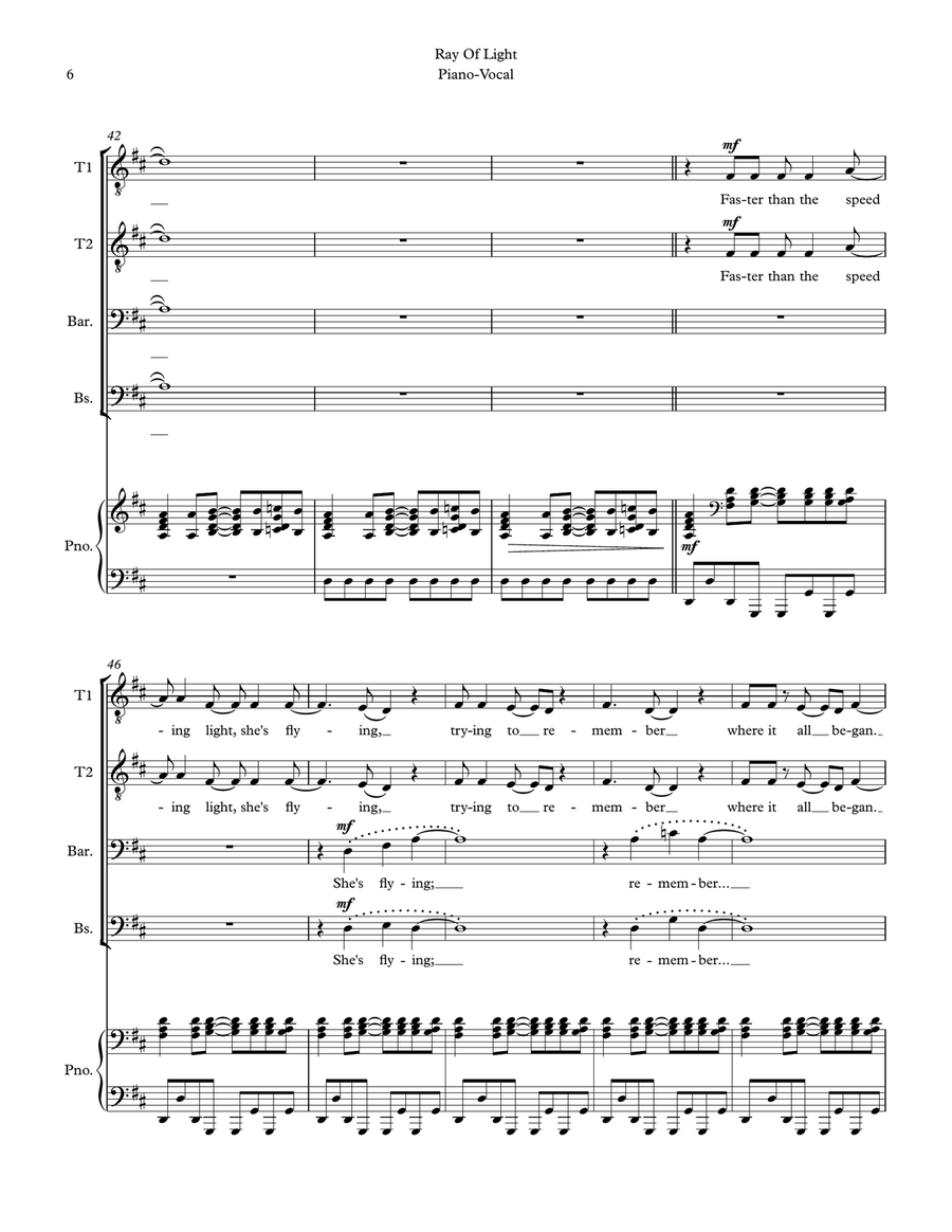 Ray Of Light TTBB scores gallery preview page 6