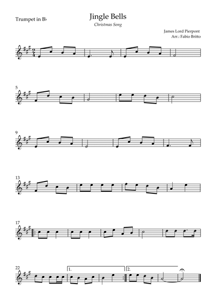Jingle Bells (Christmas Song) for Trumpet in Bb Solo