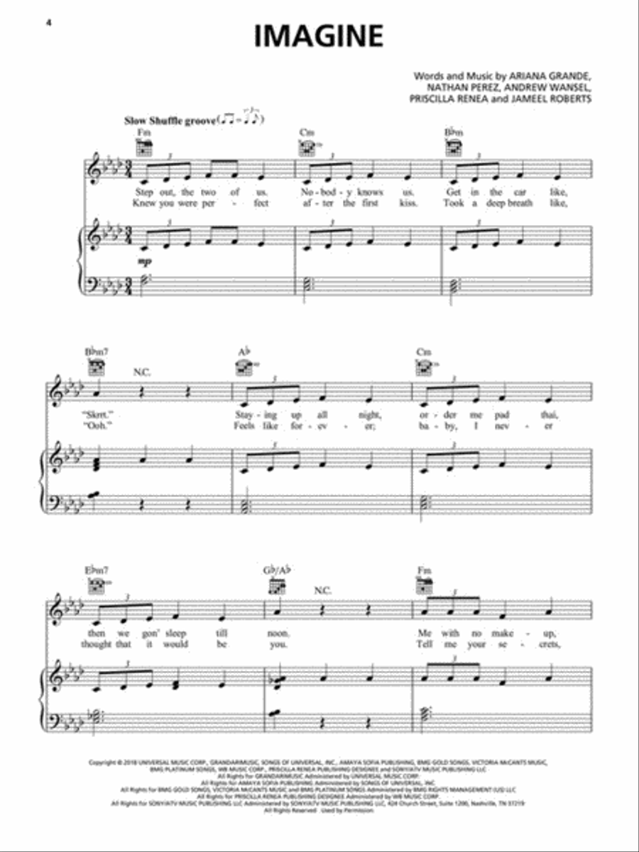 Ariana Grande – Thank U, Next Piano, Vocal, Guitar scores gallery preview page 4