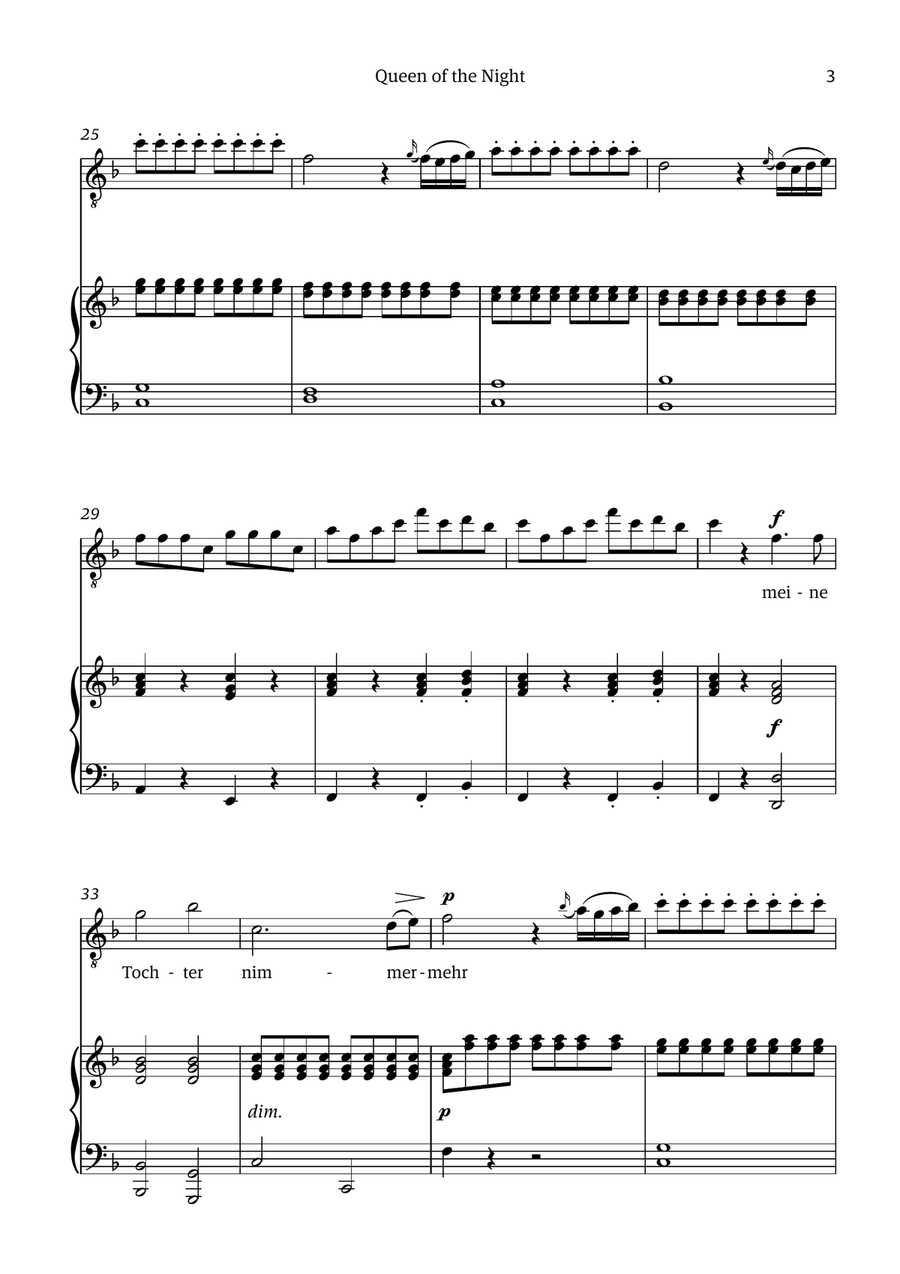 Queen of the Night (aria) - for TENOR in D minor Chamber Music scores gallery preview page 3