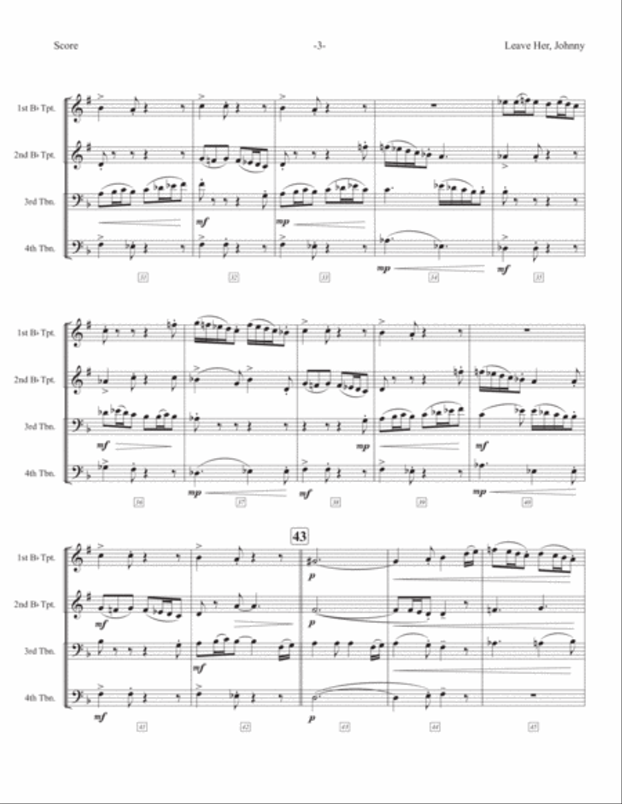 Leave Her Johnny Brass Ensemble scores gallery preview page 4