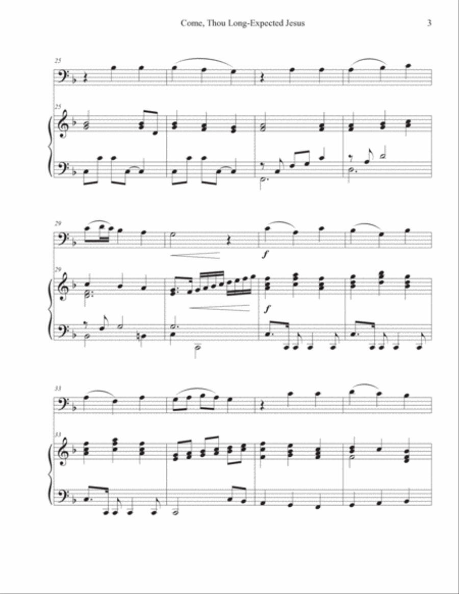 Come, Thou Long-Expected Jesus (Cello-Piano) Piano scores gallery preview page 3